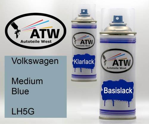 Volkswagen, Medium Blue, LH5G: 400ml Sprühdose + 400ml Klarlack - Set, von ATW Autoteile West.